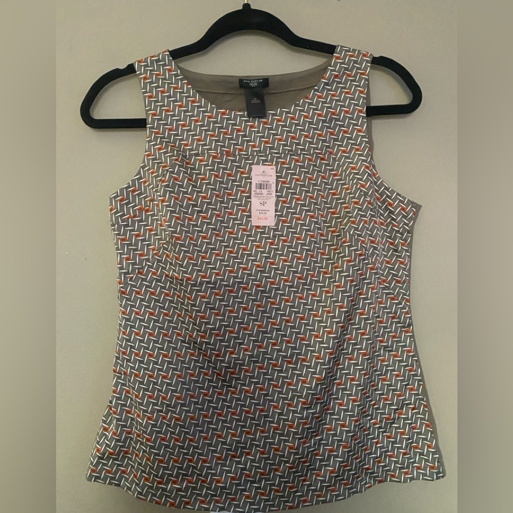 Ann Taylor Multicolor Geometric Sleeveless Blouse